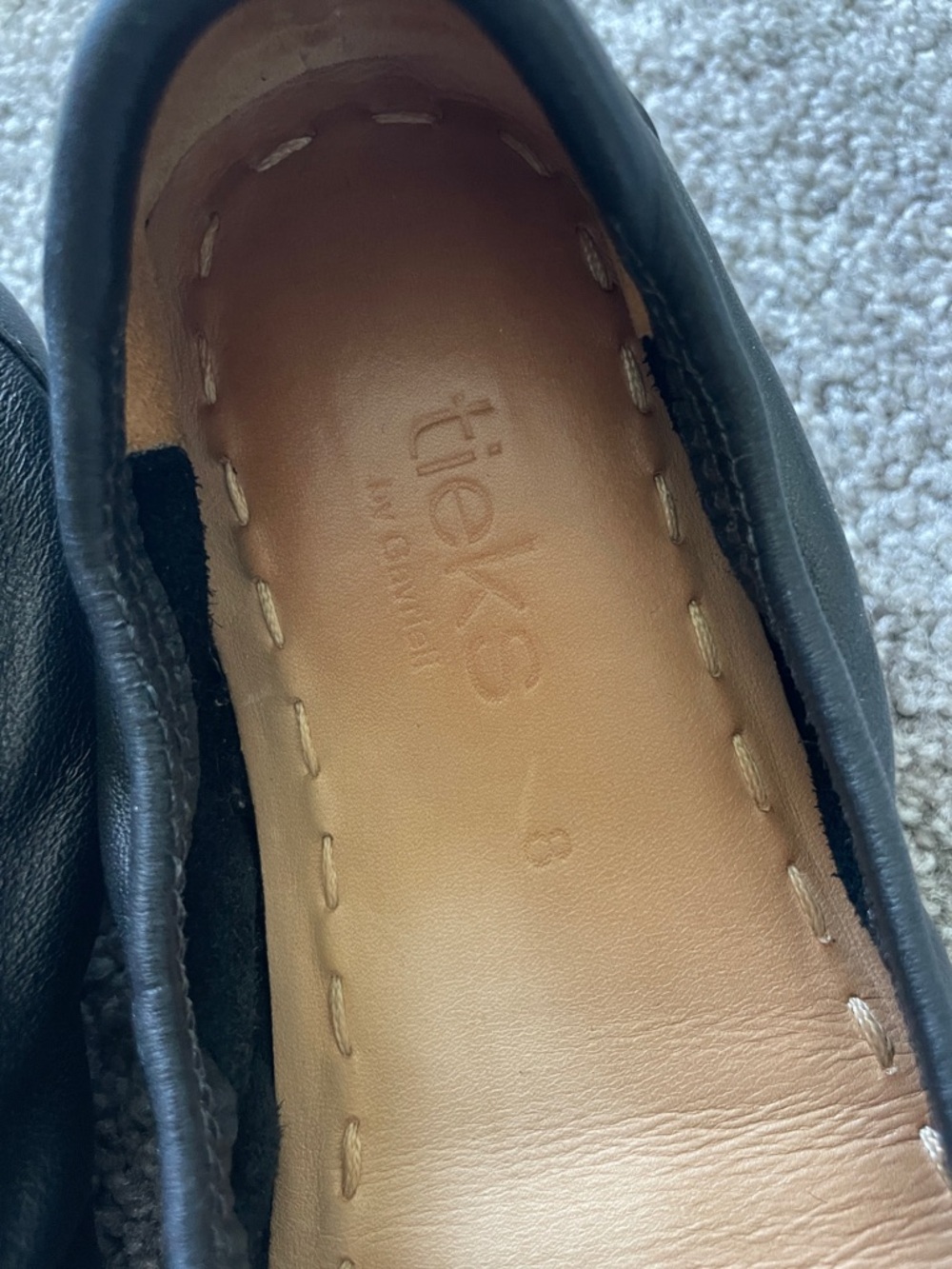 Tieks Black Leather Ballet Flats with Teal Pull Tabs - Picture 3 of 9